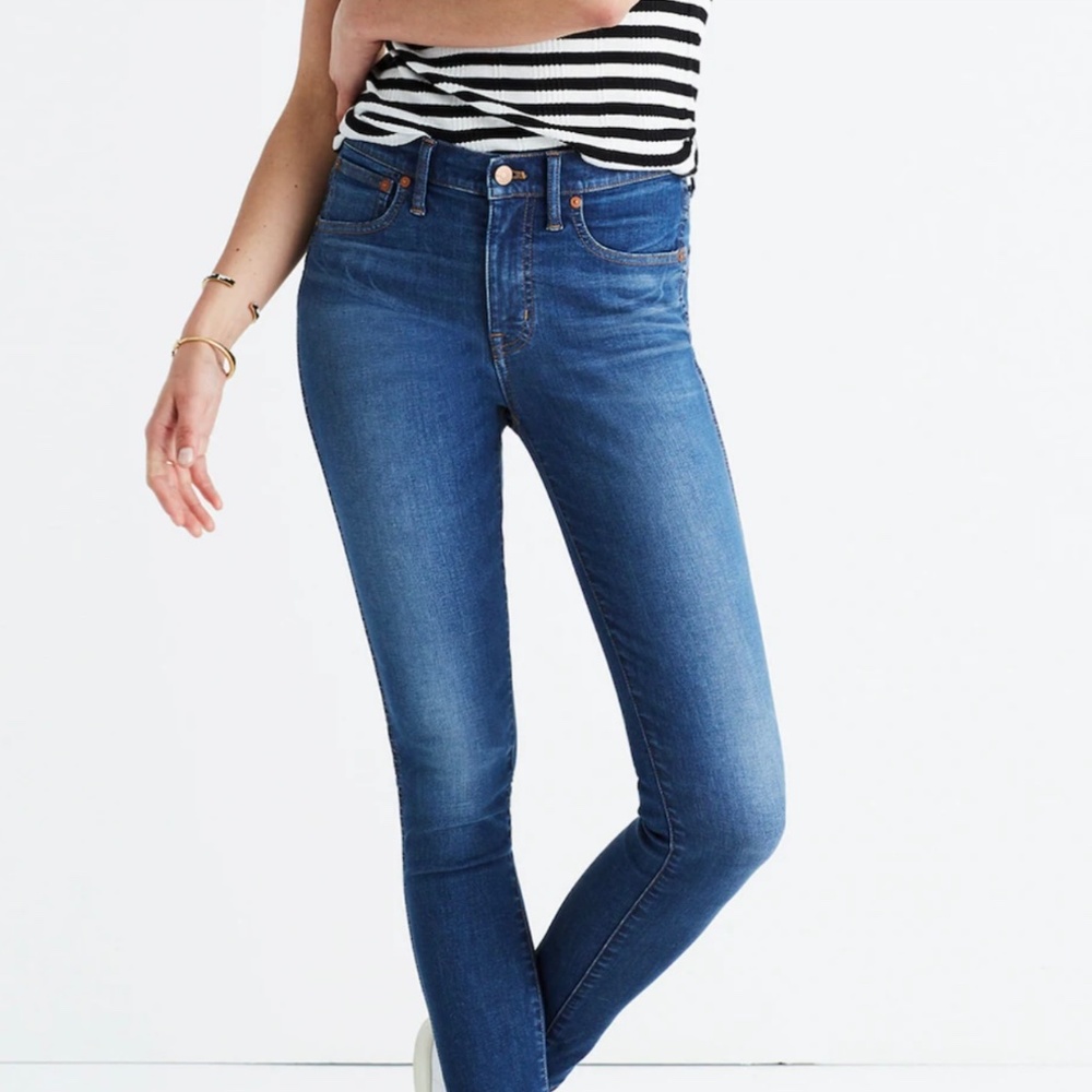 Madewell Womens Denim Jean 9" Mid  Rise Skinny Blue Stretch Size 27